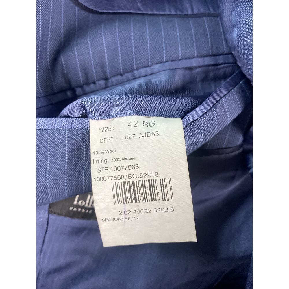 Brooks Brothers Suit Jacket 42 R Blue Wool Striped Tellegno 1900 Regent Italy - Picture 13 of 16